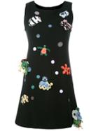 Michaela Buerger Patches Mini Tank Dress, Women's, Size: Small, Black, Cotton/polyester