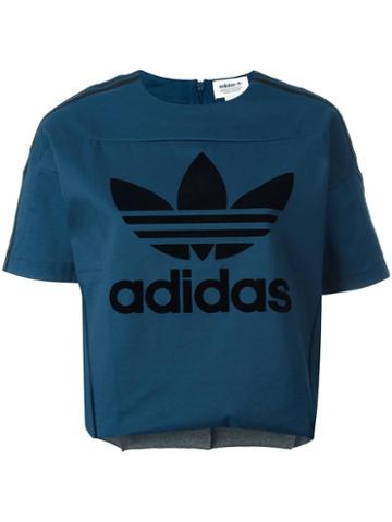 Adidas Originals Trefoil Logo Cropped T-shirt, Women's, Size: 44, Blue, Nylon/polyester/cotton
