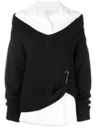 Act N&deg;1 Shirt Layered Off-shoulder Sweater - Black