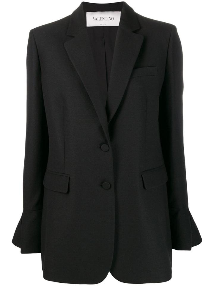 Valentino Ruffled Sleeve Blazer - Black