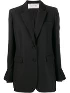Valentino Ruffled Sleeve Blazer - Black