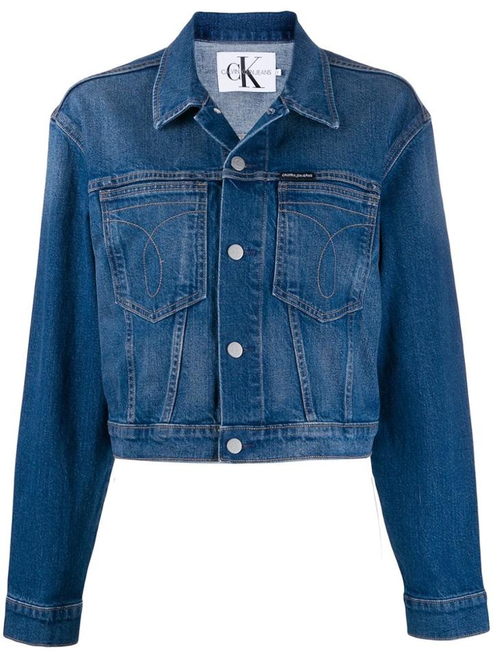 Calvin Klein Jeans Cropped Omega Trucker Jacket - Blue