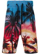Laneus Tropical Print Sweat Shorts - Blue