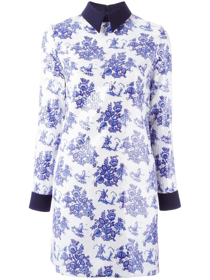 Victoria Victoria Beckham Floral Print Dress, Women's, Size: 8, White, Polyester/viscose/silk