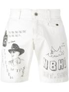 Neighborhood Sketch Print Shorts, Men's, Size: Medium, White, Cotton