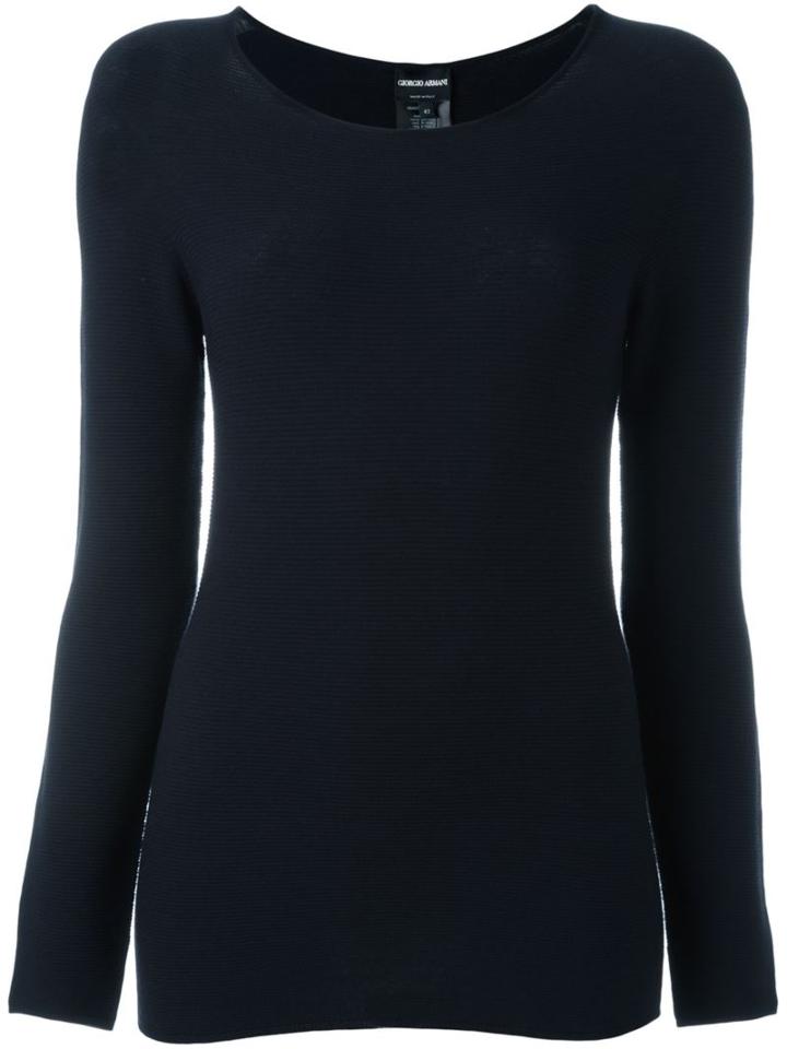 Giorgio Armani Scoop Neck Jumper, Women's, Size: 48, Blue, Polyester/viscose