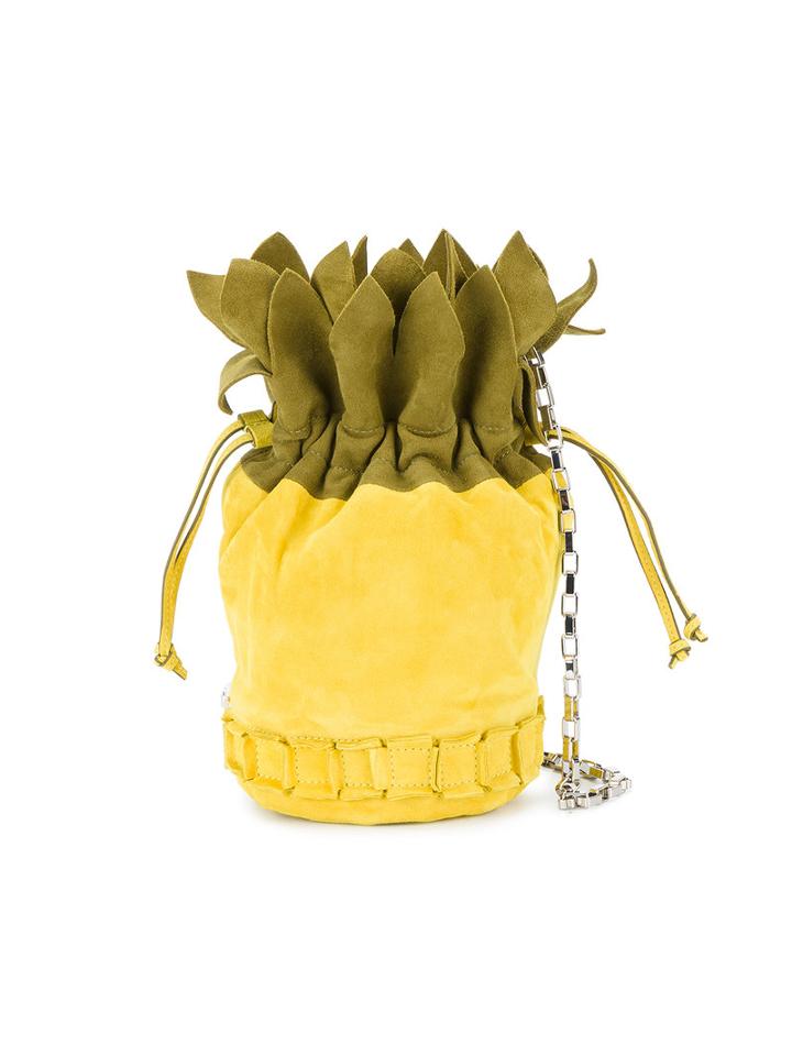 Tomasini - Ananas Shoulder Bag - Women - Suede/metal - One Size, Women's, Yellow/orange, Suede/metal