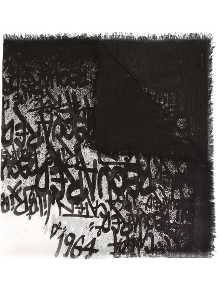 Dsquared2 Graffiti Print Scarf, Men's, Black, Modal