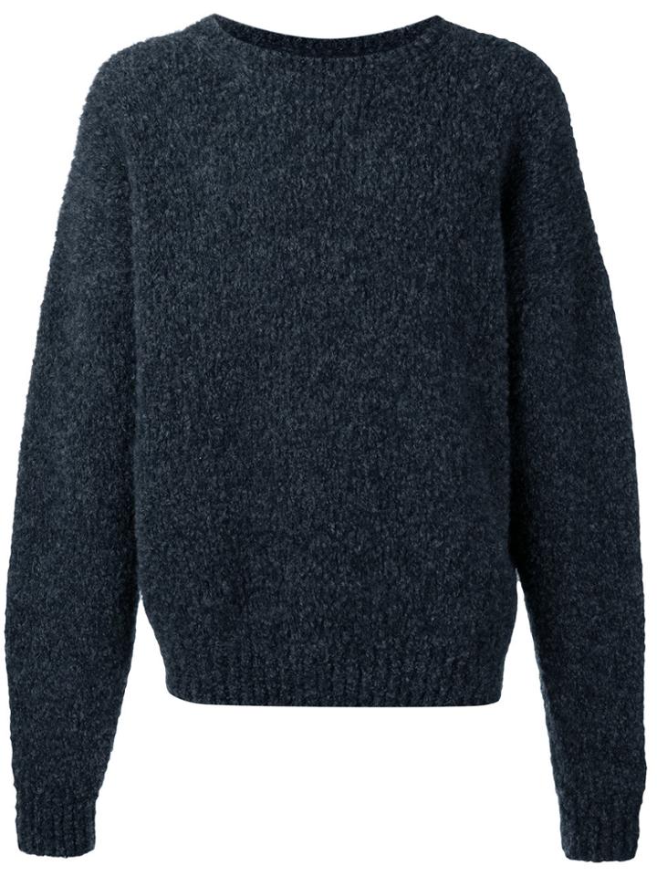 E. Tautz Flocked Round Neck Jumper - Blue