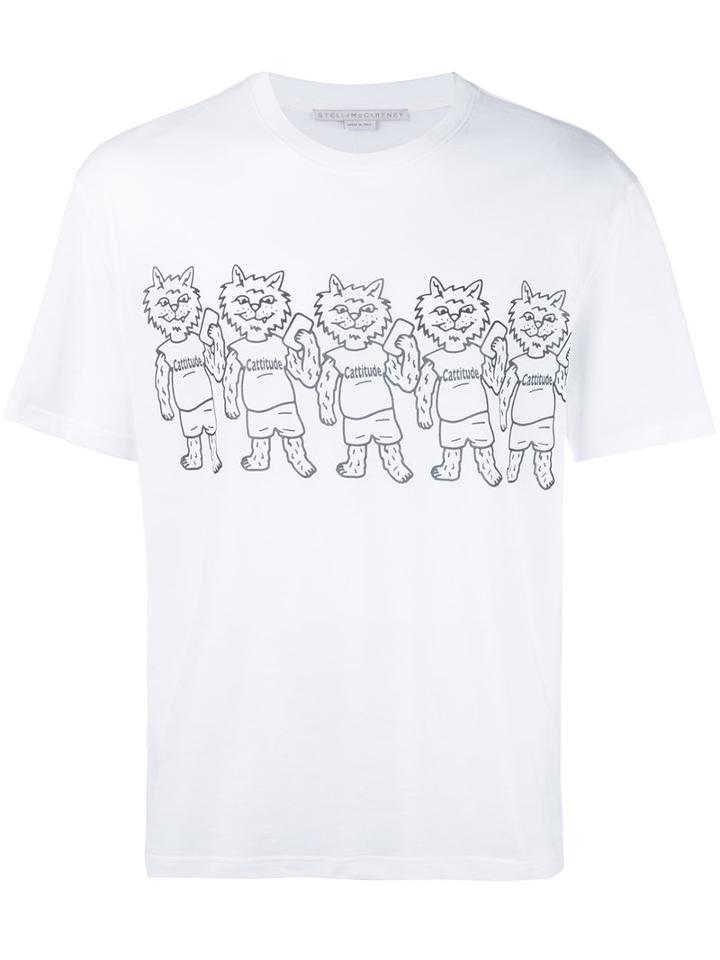 Stella Mccartney Cat Print T-shirt, Men's, Size: Large, White, Cotton