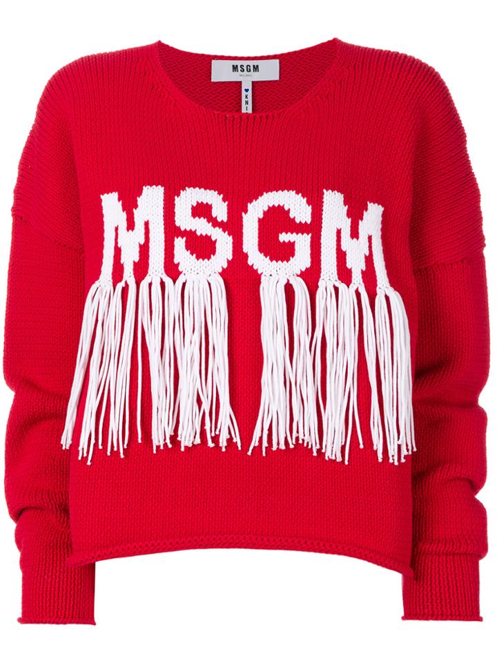 Msgm Loose Thread Detail Jumper - Red