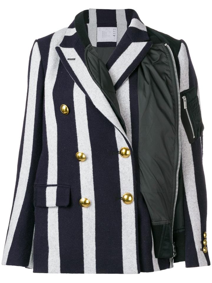 Sacai Asymmetric Striped Blazer - Blue