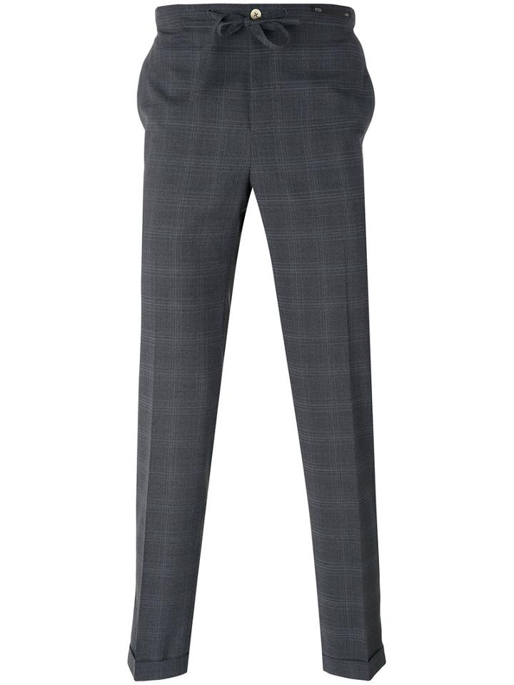 Pt01 - Checked Trousers - Men - Polyester/spandex/elastane/virgin Wool - 50, Grey, Polyester/spandex/elastane/virgin Wool