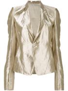 Rick Owens Metallic (grey) Blazer, Women's, Size: 44, Metallic Fibre/silk/polyester/cupro