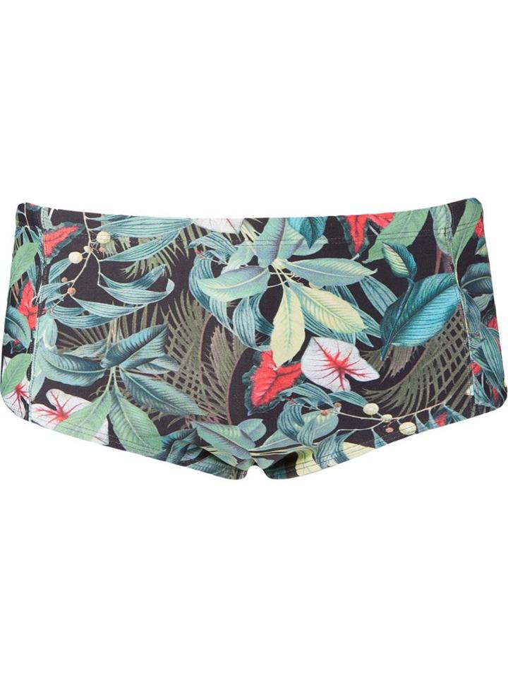 Lygia & Nanny Foliage Print Swim Trunks, Men's, Size: 46, Green, Polyamide/spandex/elastane