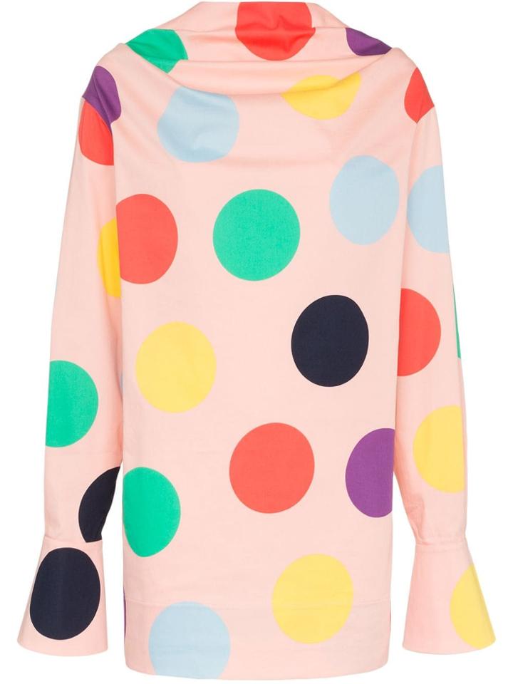 George Keburia Polka Dot Print Cotton Mini Dress - Pink