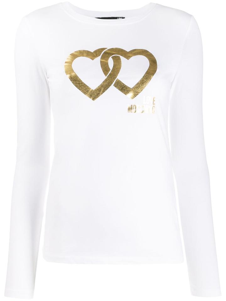 Love Moschino Heart Logo Print T-shirt - White