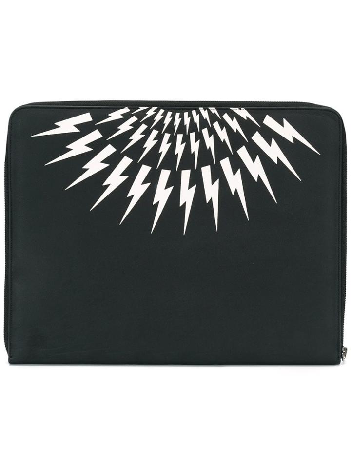 Neil Barrett Lightning Bolt Print Clutchan All - Black