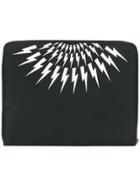 Neil Barrett Lightning Bolt Print Clutchan All - Black