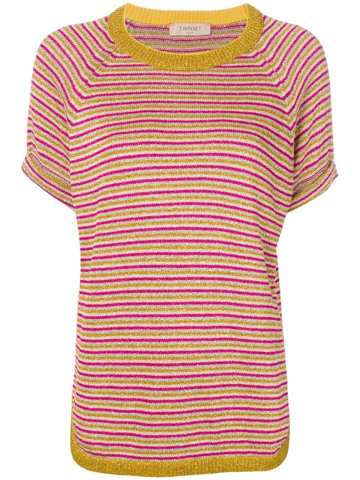 Twin-set Striped Knitted Top - Pink