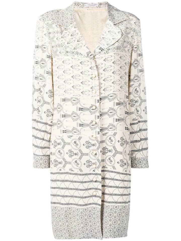 Christian Dior Vintage 1980's Printed Shirt Dress - Neutrals