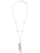 Alberta Ferretti Feather Pendant Necklace - Metallic