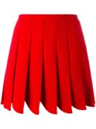 Miu Miu Pleated Mini Skirt, Women's, Size: 42, Red, Virgin Wool