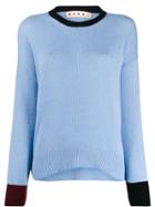 Marni Contrast Trims Jumper - Blue
