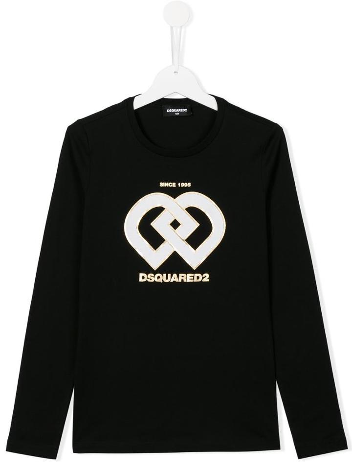 Dsquared2 Kids Logo Print T-shirt, Girl's, Size: 14 Yrs, Black