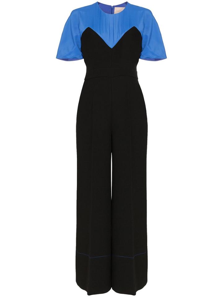 Roksanda Two-tone Wide Leg Jumpsuit - Black