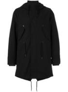 Diesel Drawstring Hooded Duffle Coat, Men's, Size: Xl, Black, Nylon/polyester