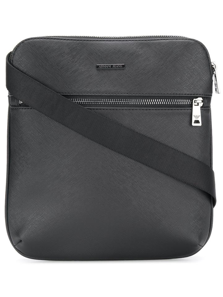 Armani Jeans Saffiano Effect Messenger Bag - Black