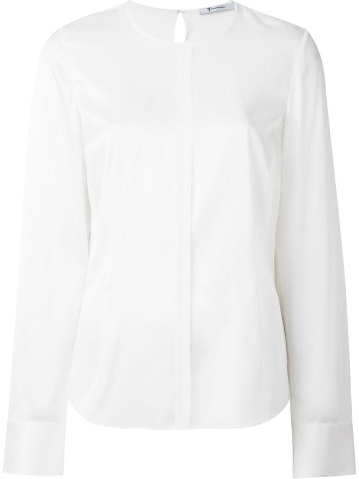 T By Alexander Wang Longsleeved Blouse, Women's, Size: 8, White, Silk/spandex/elastane