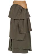 Adriana Degreas - Ruffled Maxi Skirt - Women - Cotton/spandex/elastane - M, Green, Cotton/spandex/elastane