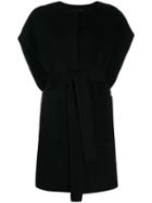 Iris Von Arnim Belted Sleeveless Cardi-coat - Black