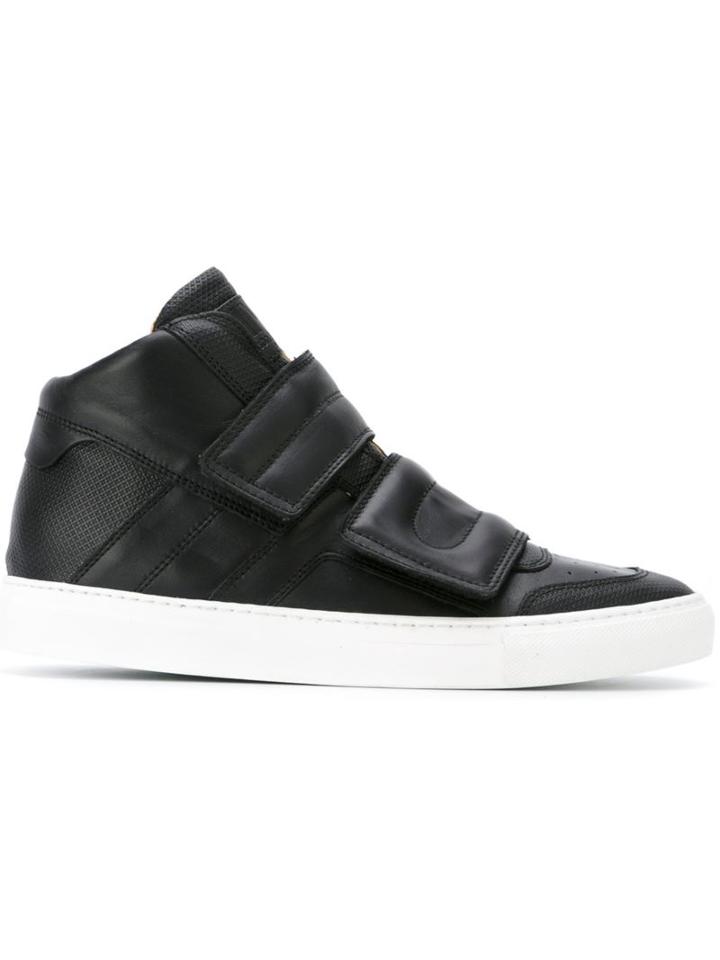 Mm6 Maison Margiela Velcro Fastening Hi-top Sneakers, Women's, Size: 37, Black, Calf Leather/leather/rubber