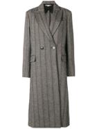 Stella Mccartney Striped Double Breasted Coat - Grey