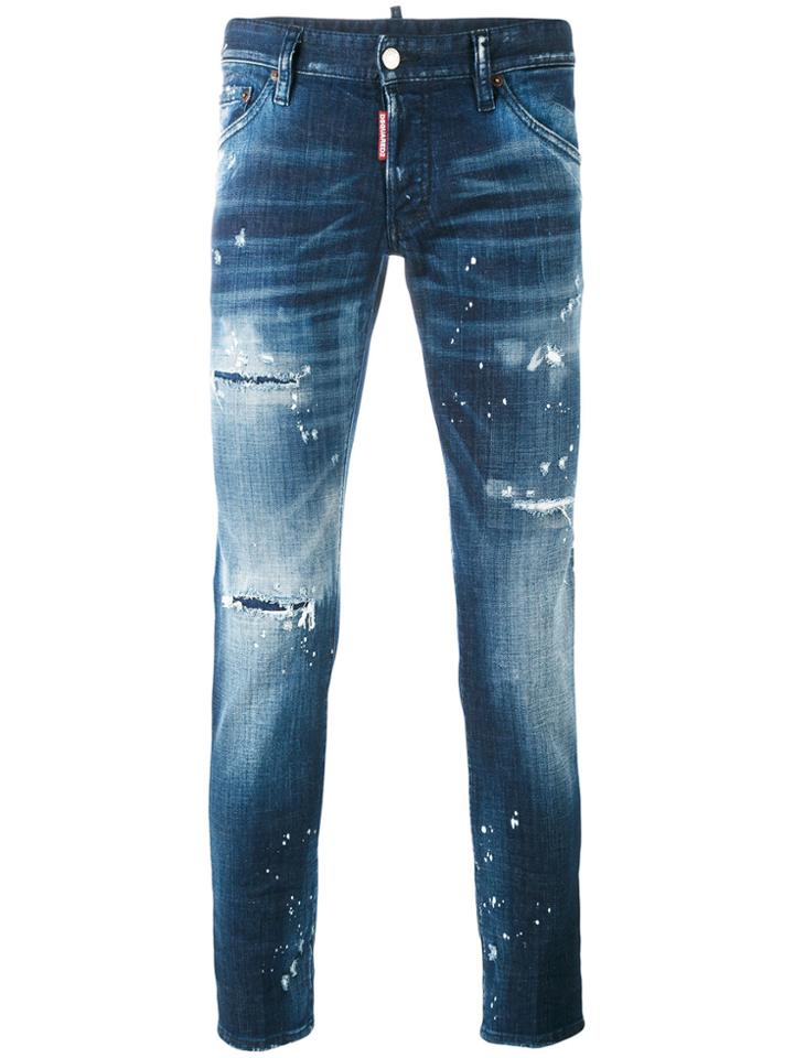 Dsquared2 Distressed Long Clement Jeans - Blue