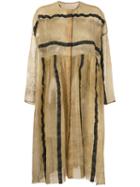 Uma Wang - Striped Sheer Collarless Coat - Women - Silk/linen/flax/polyamide - M, Nude/neutrals, Silk/linen/flax/polyamide