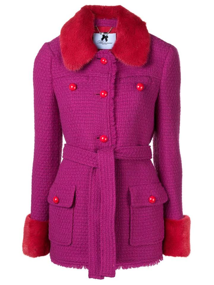 Blumarine Fitted Fur Trim Jacket - Pink