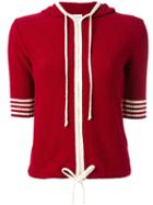 Red Valentino - Shortsleeved Drawstring Knitted Hoodie - Women - Cotton/polyamide - S, Cotton/polyamide