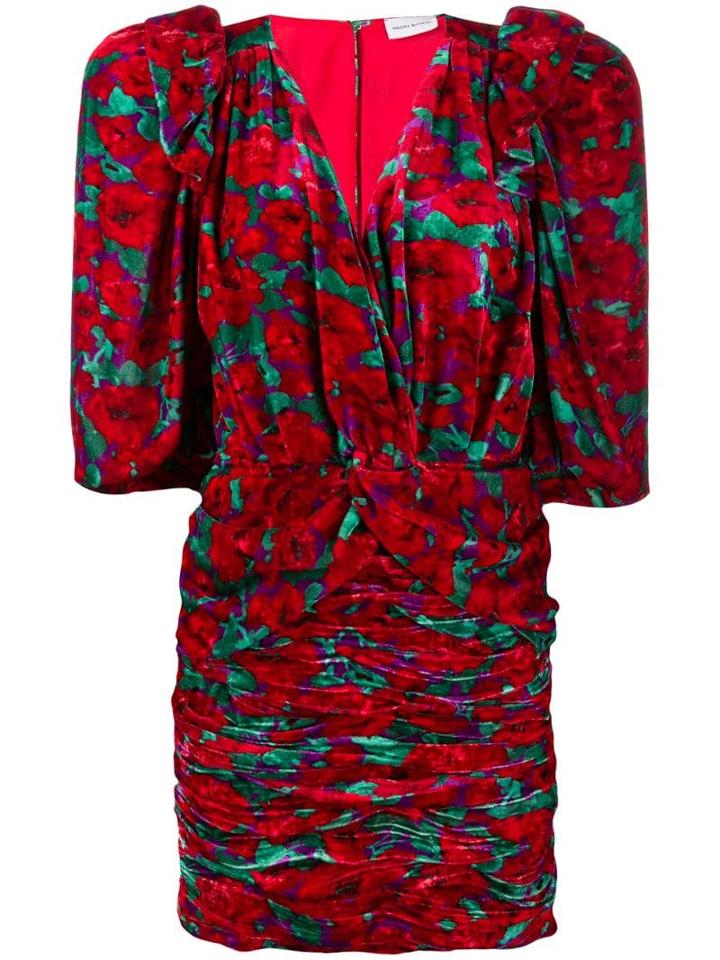 Magda Butrym Floral Print Ruched Dress - Red