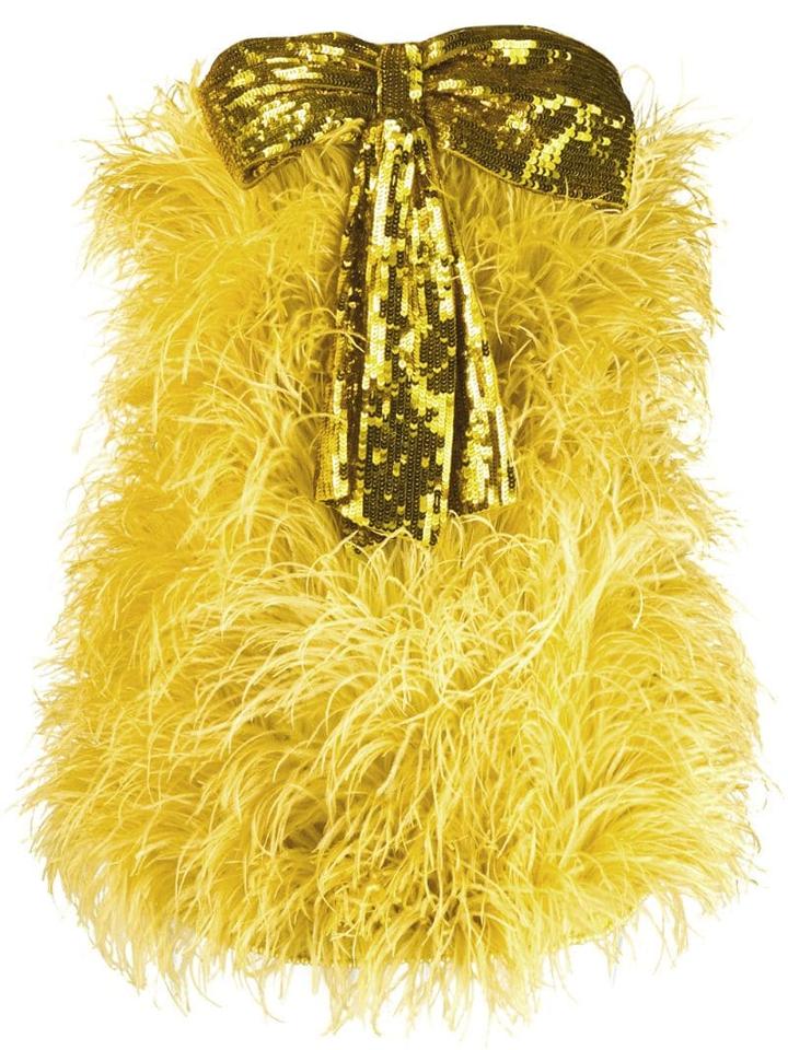 Attico Bow Embellished Mini Dress - Yellow