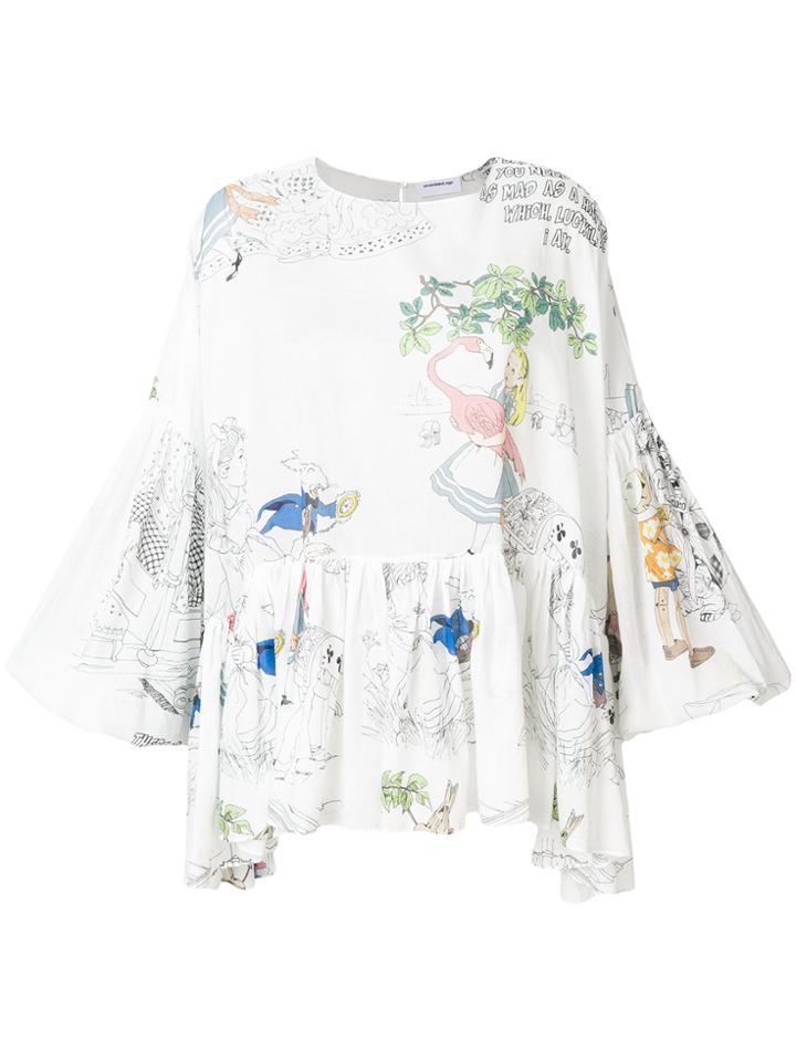 Scrambled Ego Alice In Wonderland Print Blouse - White