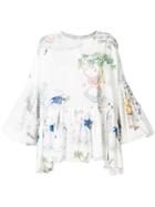 Scrambled Ego Alice In Wonderland Print Blouse - White