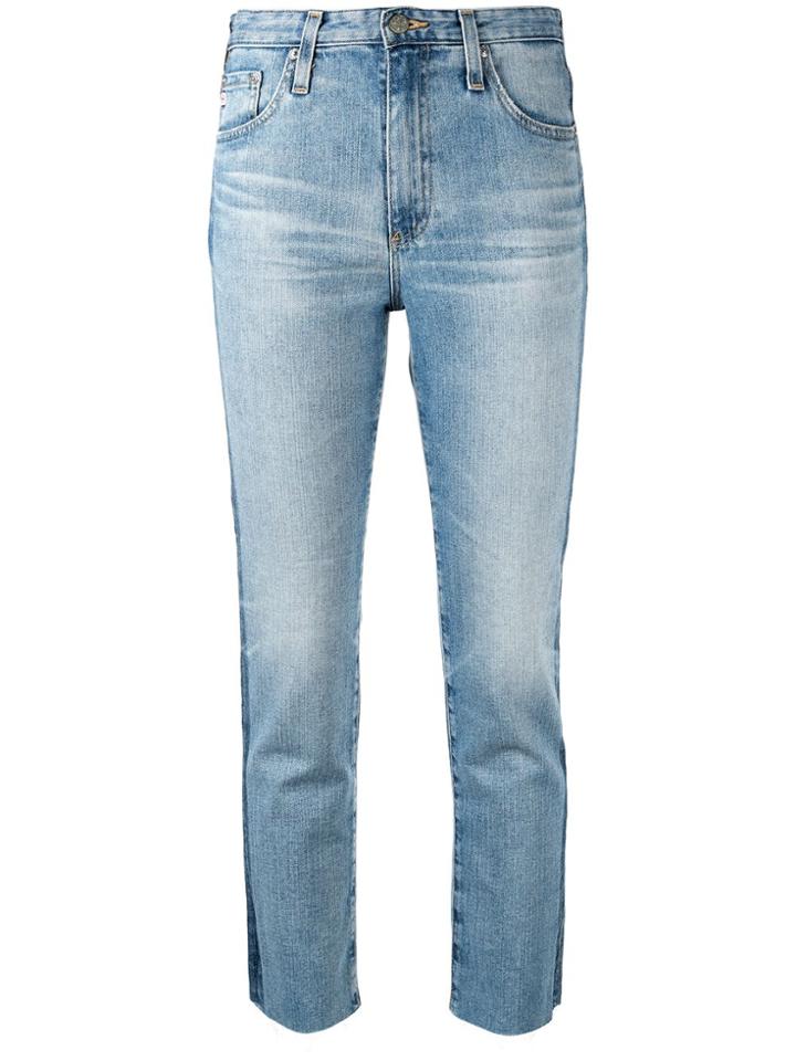 Ag Jeans Isabelle Jean Raw Hem Side Stripe - Blue