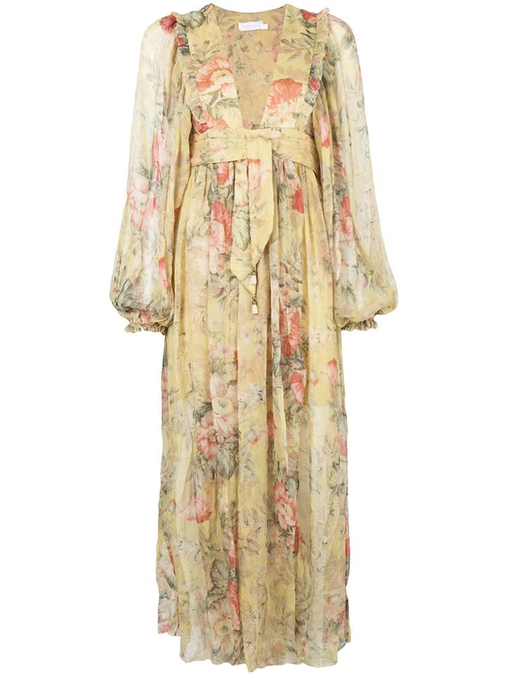 Zimmermann Floral Maxi Dress - Yellow & Orange