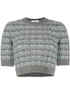 Valentino Cropped Knit Jumper - Grey