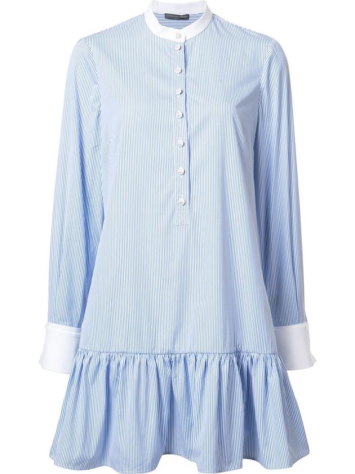 Alexander Mcqueen Striped Tunic Dress, Women's, Size: 40, Blue, Cotton