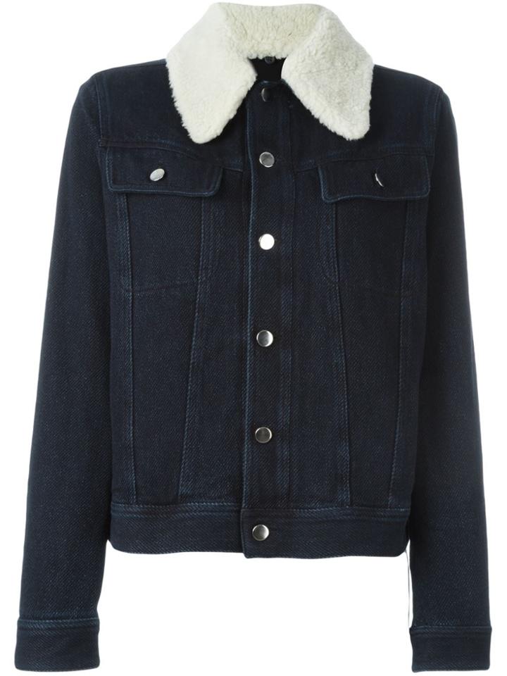 Mm6 Maison Margiela Shearling Collar Denim Jacket - Blue